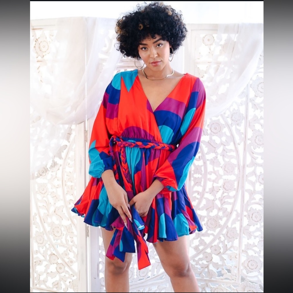 NWT SHOP RYCH Graphic Print Dress with Rope Belt | Multi | Size Medium
